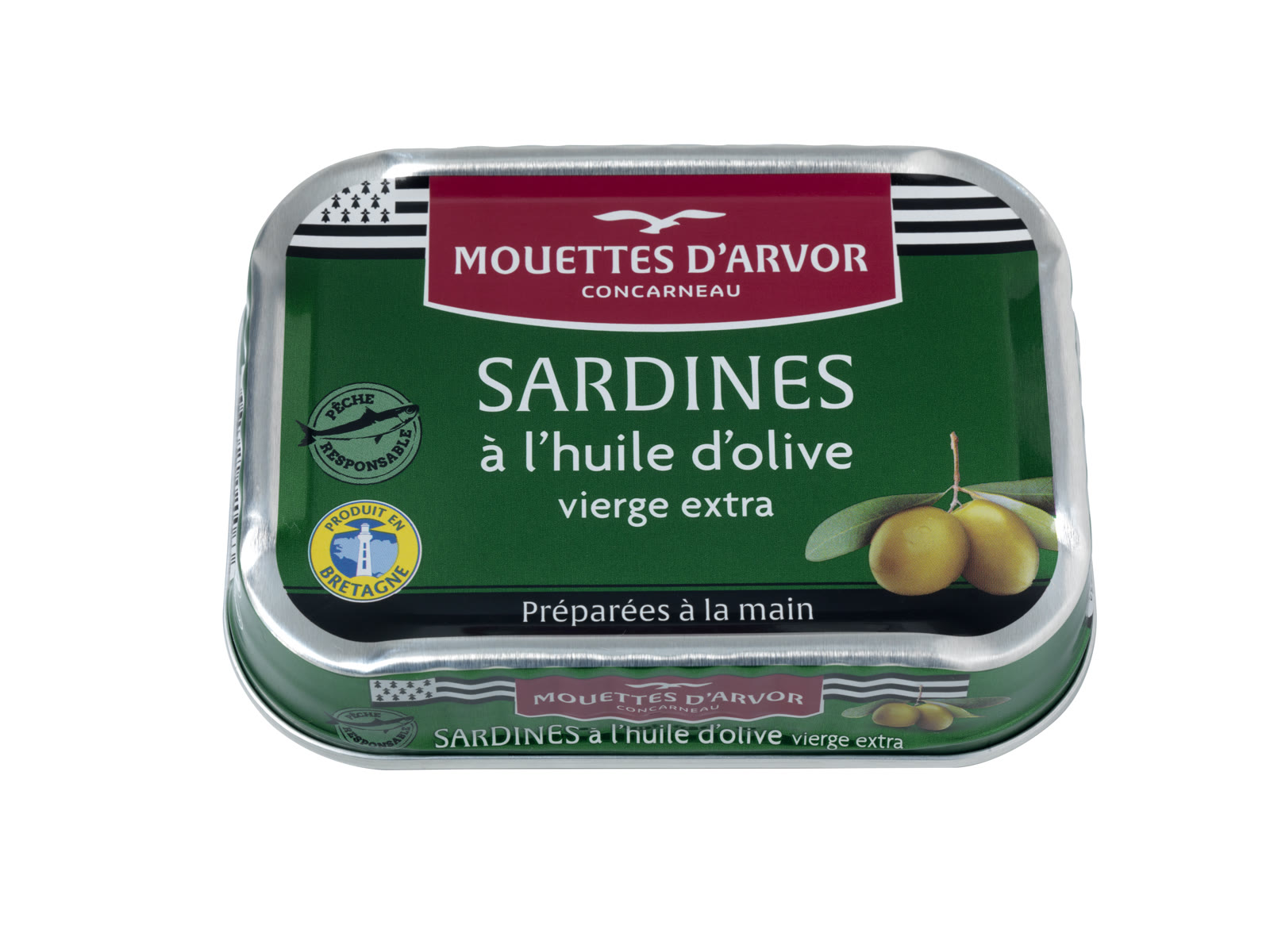 Mouettes d'Arvor sardines in extra virgin olive oil tin